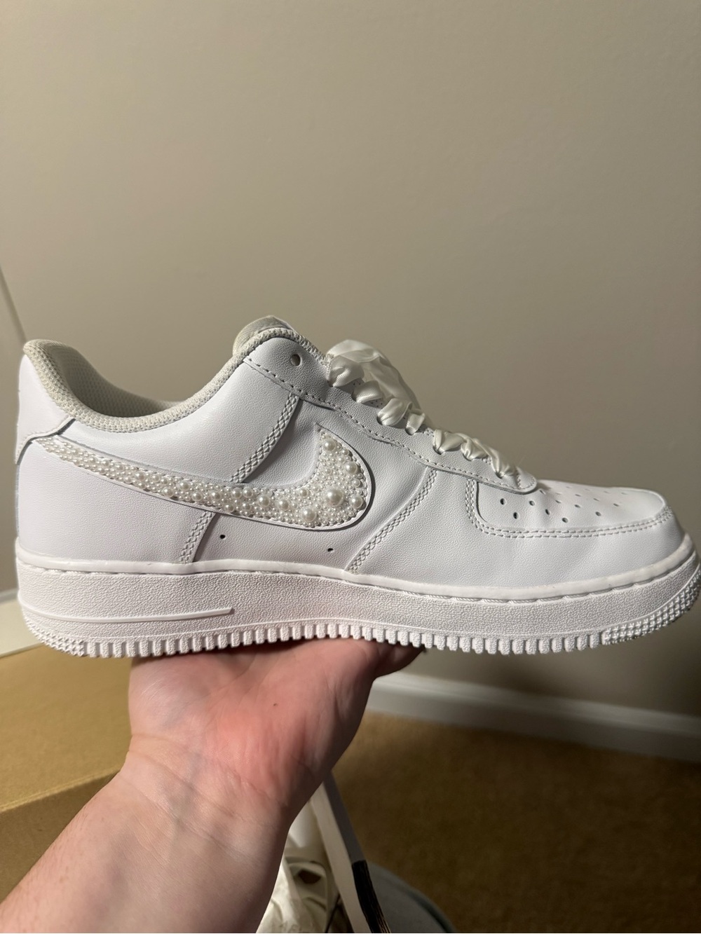 Nike Air Force 1’s White Pearl-Embellished - Picture 4 of 6
